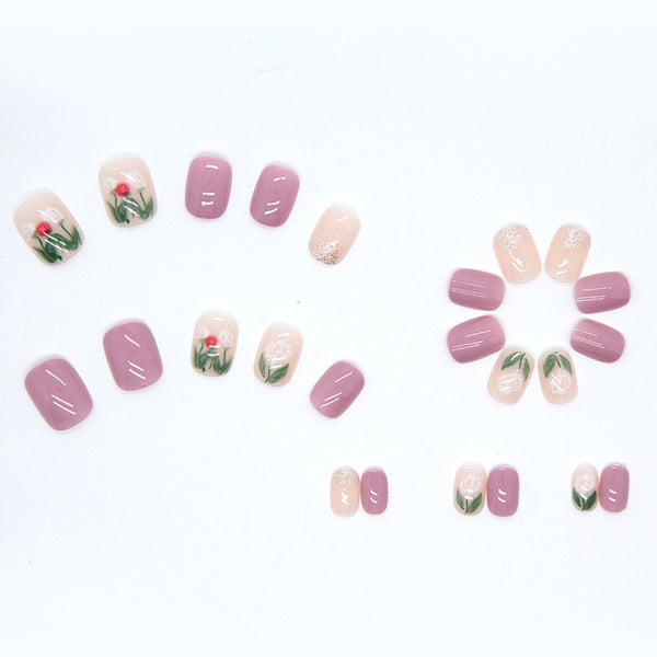 12 Sizes-24 Pcs Press On Nails R384
