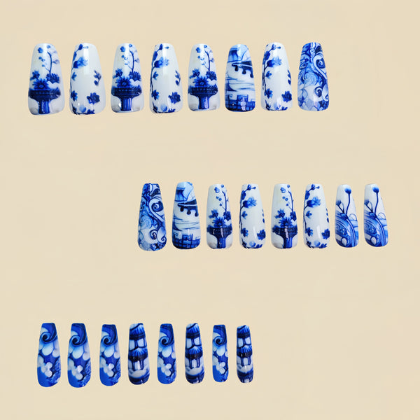 12 Sizes-24 Pcs Press On Nails Y415