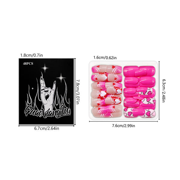 48 Pcs Press On Nails Vday-6-48pcs