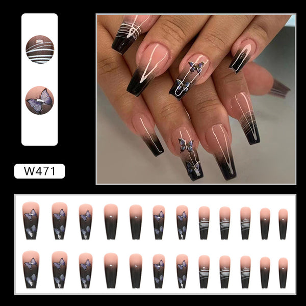 12 Sizes-24 Pcs Press On Nails W471
