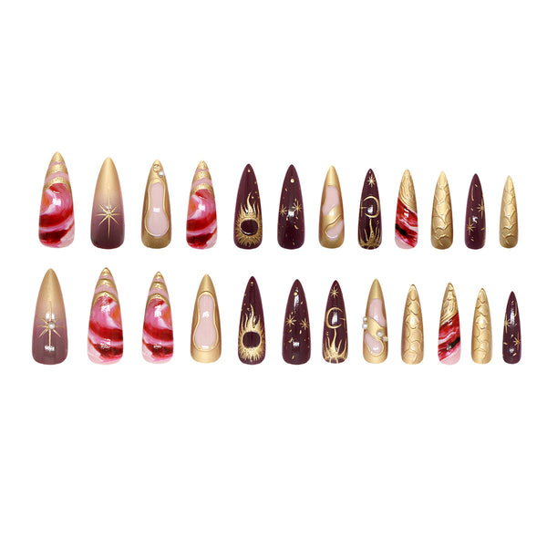 12 Sizes-24 Pcs Press On Nails Z1246