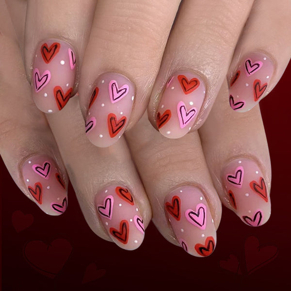 12 Sizes-24 Pcs Press On Nails C1492