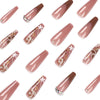 French Glossy Long Pink Square Press on Nails