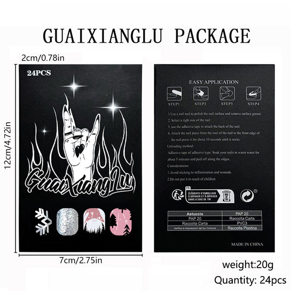 12 Sizes-24 Pcs Press On Nails C1274