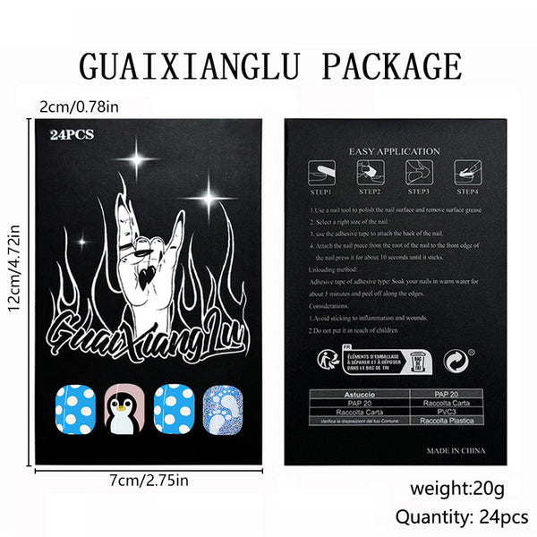 12 Sizes-24 Pcs Press On Nails C694