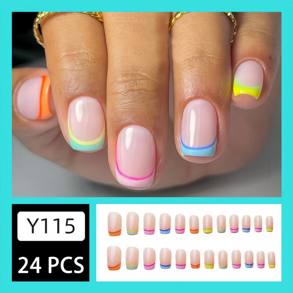 12 Sizes-24 Pcs Press On Nails Y115
