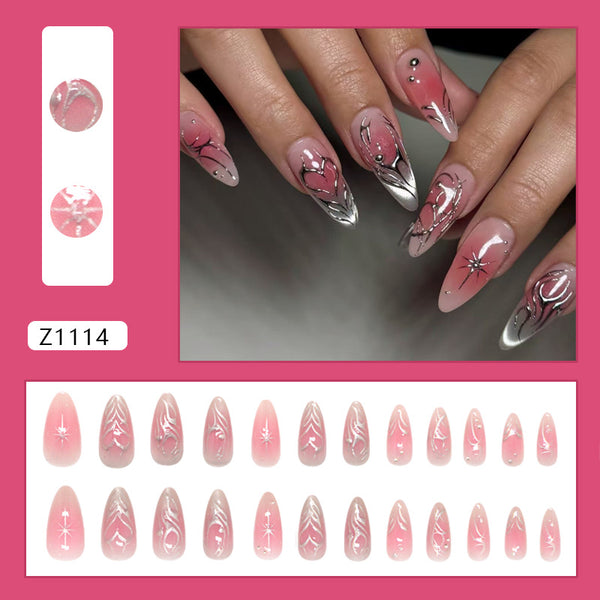12 Sizes-24 Pcs Press On Nails Z1114