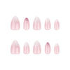 Glossy Medium Oval Pink Press on Nails