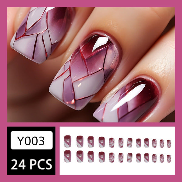 12 Sizes-24 Pcs Press On Nails Y003