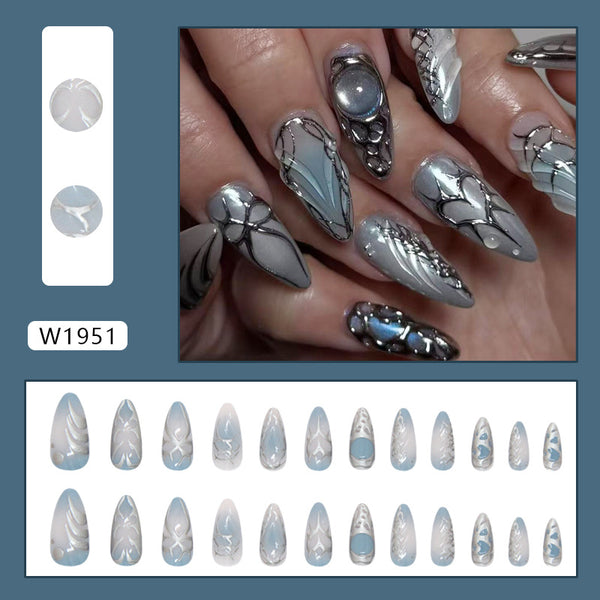 12 Sizes-24 Pcs Press On Nails W1951