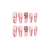 Butterfly French Glossy Long Pink Square Press on Nails