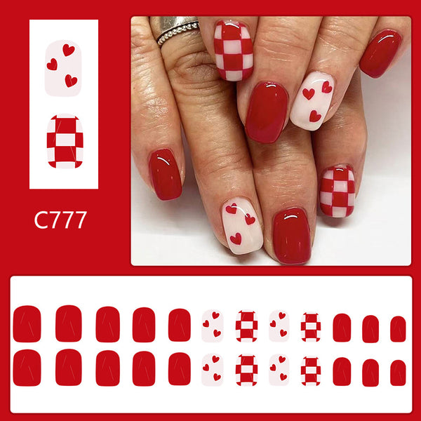 12 Sizes-24 Pcs Press On Nails C777