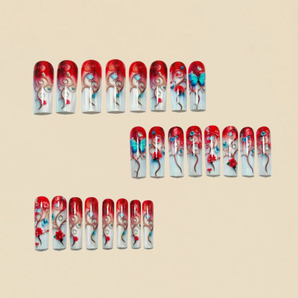 12 Sizes-24 Pcs Press On Nails Y1516