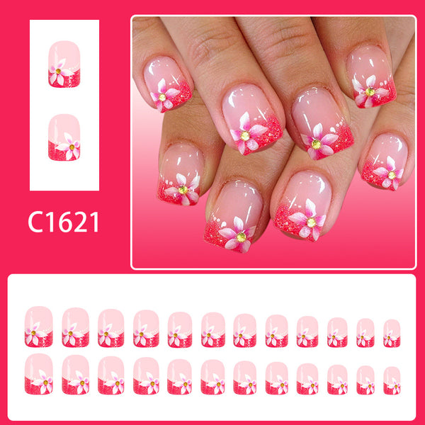 12 Sizes-24 Pcs Press On Nails C1621