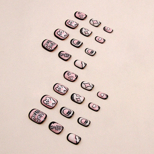 12 Sizes-24 Pcs Press On Nails K006