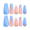 Blue French Long Press on Nails