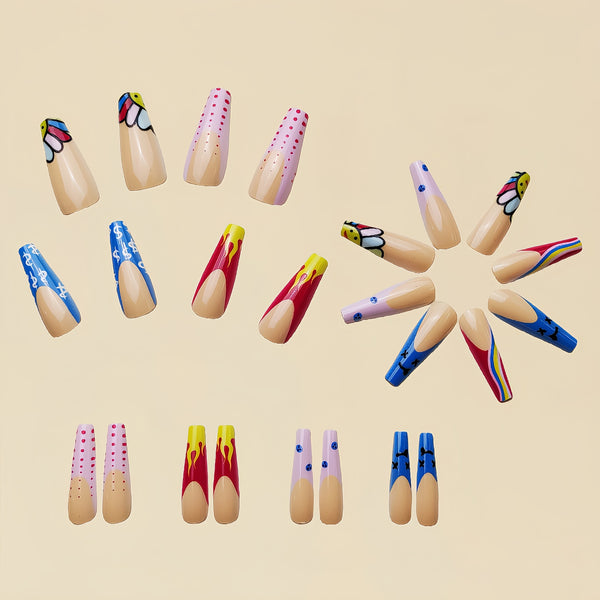 12 Sizes-24 Pcs Press On Nails Y092