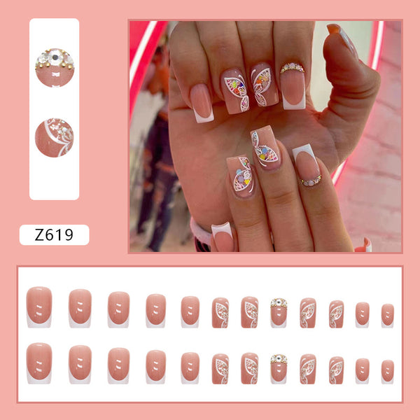 12 Sizes-24 Pcs Press On Nails Z619