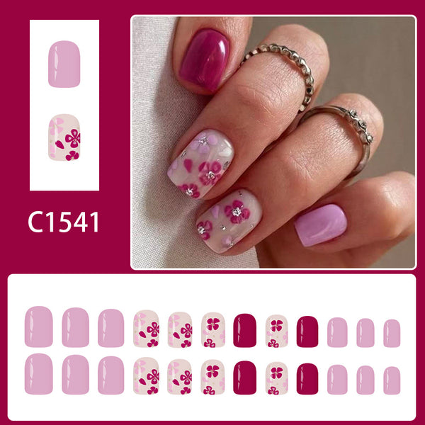 12 Sizes-24 Pcs Press On Nails C1541