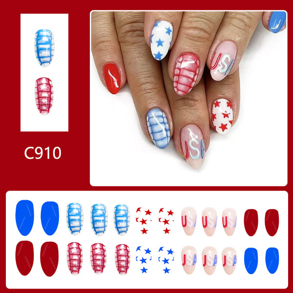 12 Sizes-24 Pcs Press On Nails C910