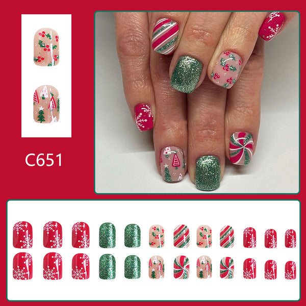 12 Sizes-24 Pcs Press On Nails C651
