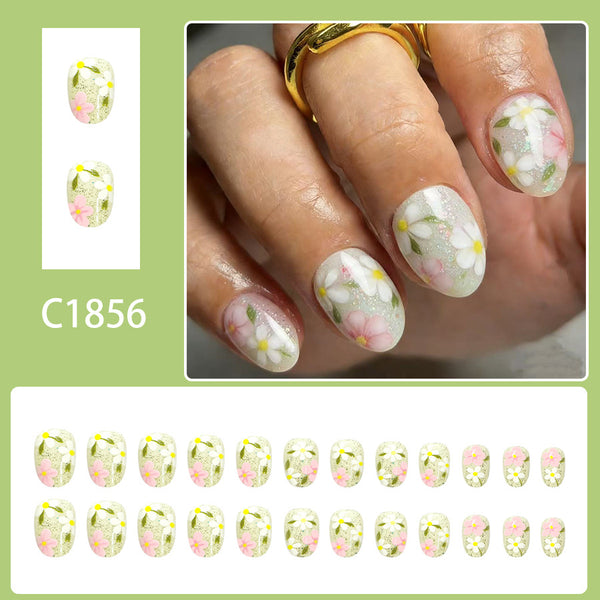 12 Sizes-24 Pcs Press On Nails C1856