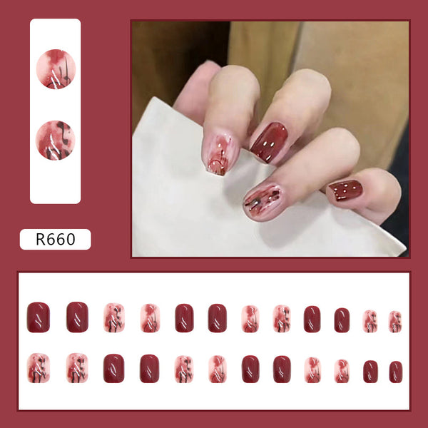 12 Sizes-24 Pcs Press On Nails R642