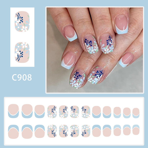 12 Sizes-24 Pcs Press On Nails C908