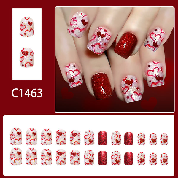 12 Sizes-24 Pcs Press On Nails C1463
