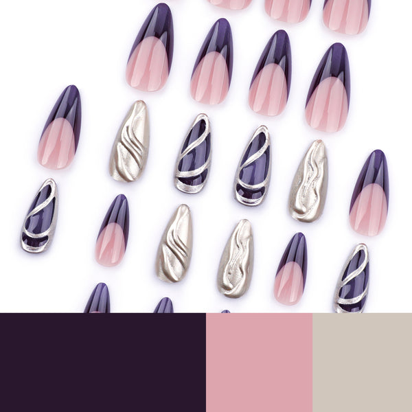 12 Sizes-24 Pcs Press On Nails JP3515