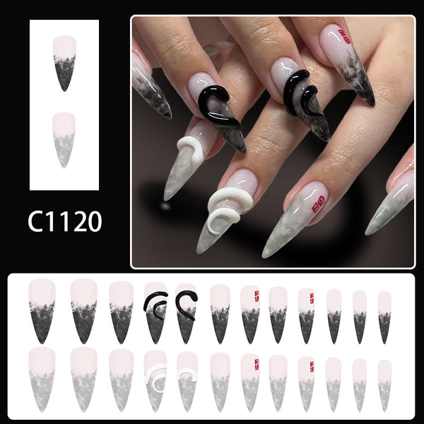 12 Sizes-24 Pcs Press On Nails C1120