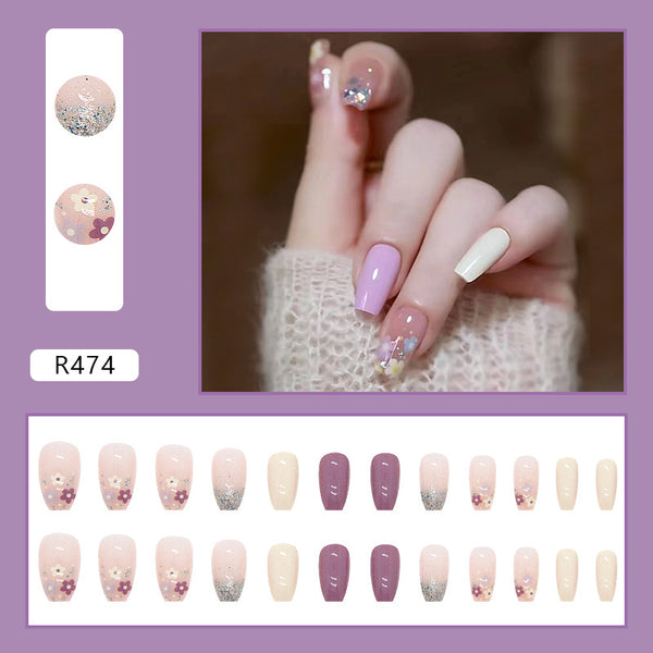 12 Sizes-24 Pcs Press On Nails R474