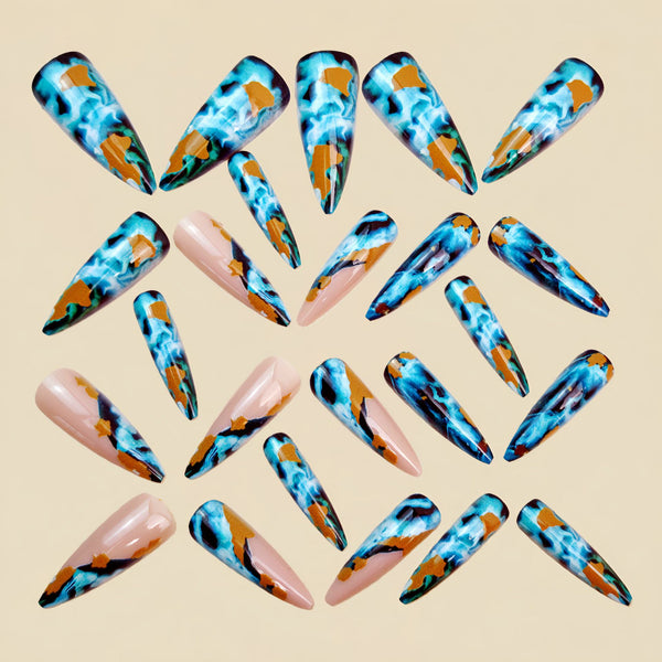 12 Sizes-24 Pcs Press On Nails Y1496