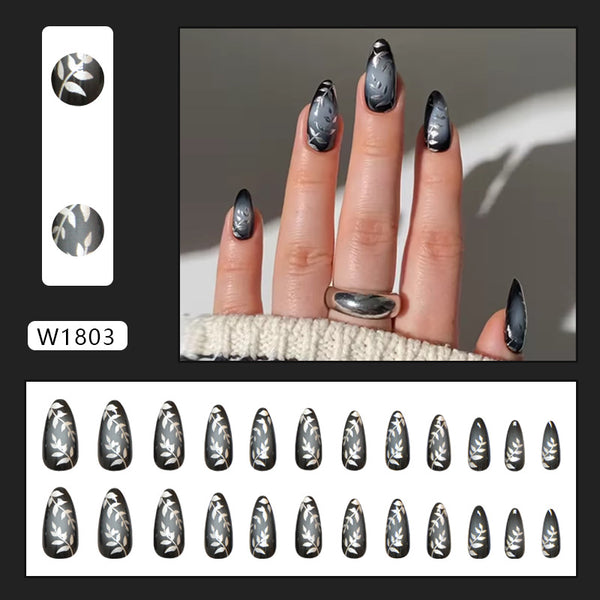 12 Sizes-24 Pcs Press On Nails W1803