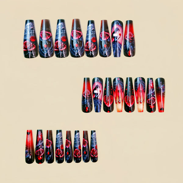 12 Sizes-24 Pcs Press On Nails Y1483