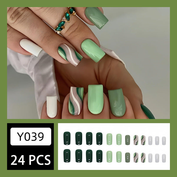 12 Sizes-24 Pcs Press On Nails Y039