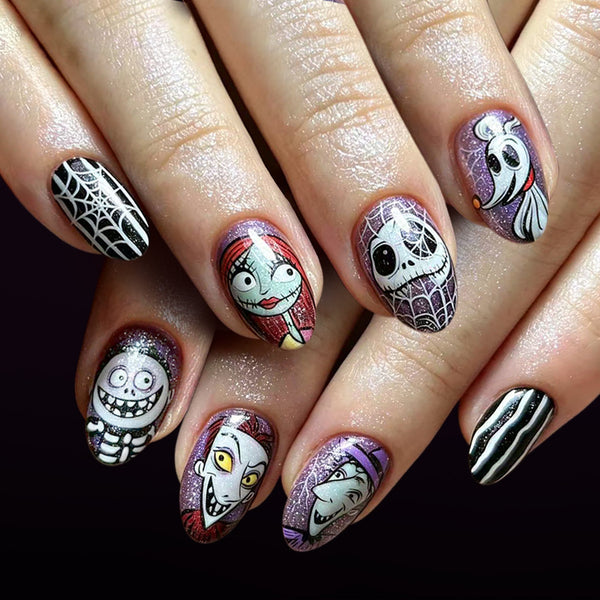 12 Sizes-24 Pcs Press On Nails C2034