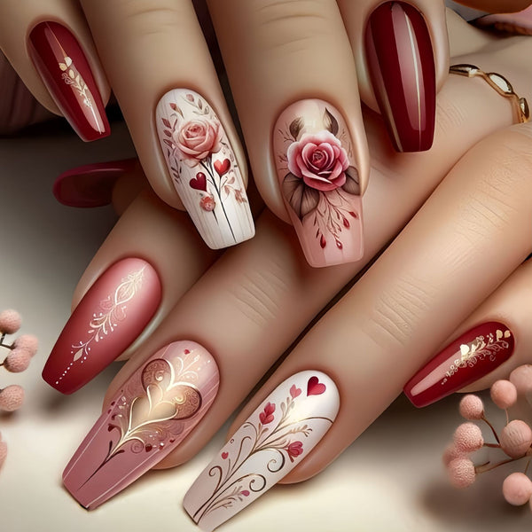 12 Sizes-24 Pcs Press On Nails Y1745