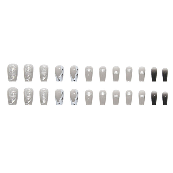 12 Sizes-24 Pcs Press On Nails R647