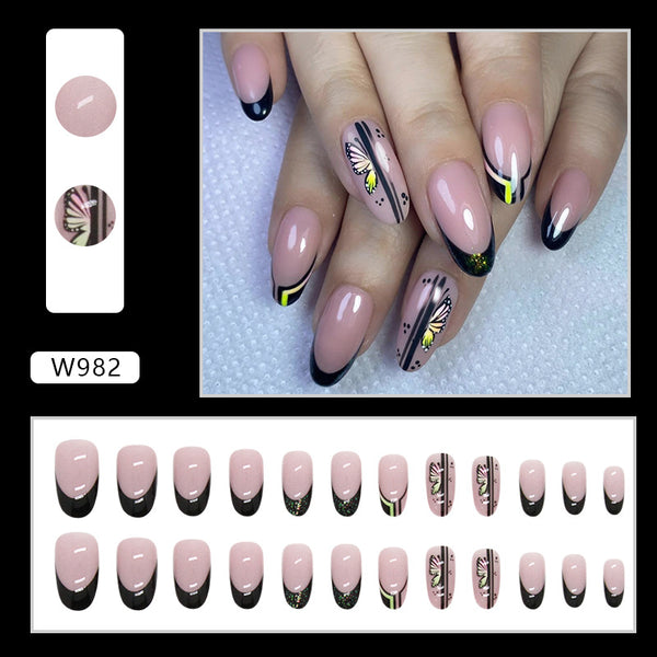 12 Sizes-24 Pcs Press On Nails W982