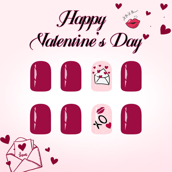 12 Sizes-24 Pcs Press On Nails C1466