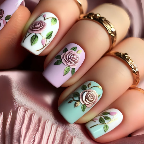 12 Sizes-24 Pcs Press On Nails Y638
