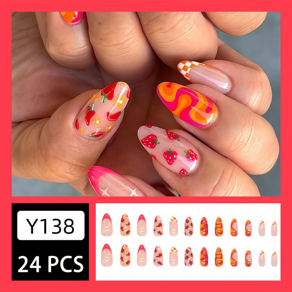 12 Sizes-24 Pcs Press On Nails Y138