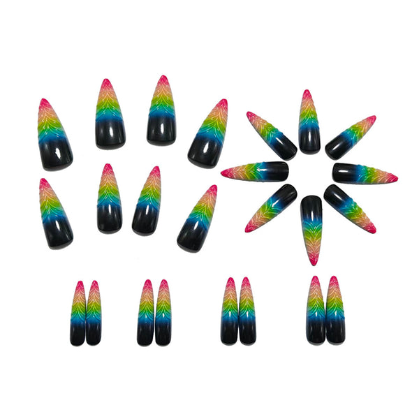 12 Sizes-24 Pcs Press On Nails Y1582