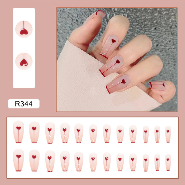 12 Sizes-24 Pcs Press On Nails R321