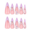 Almond French Glossy Long Press on Nails