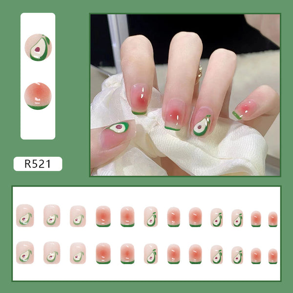 12 Sizes-24 Pcs Press On Nails R521