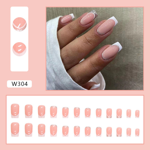 12 Sizes-24 Pcs Press On Nails W304
