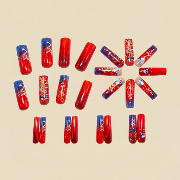 12 Sizes-24 Pcs Press On Nails Y1520