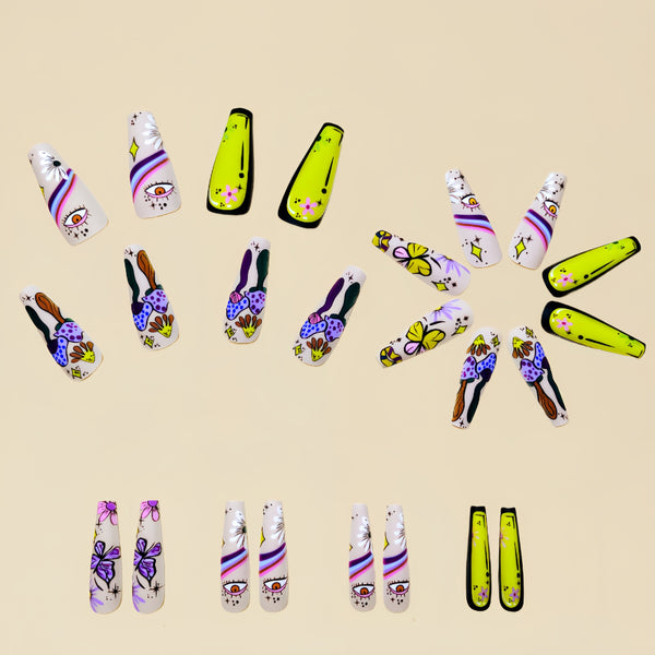 12 Sizes-24 Pcs Press On Nails Y081